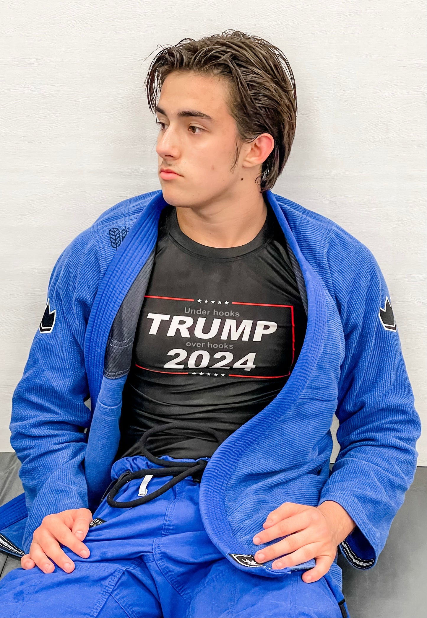 Under hooks TRUMP over hooks 2024 training rash guard.