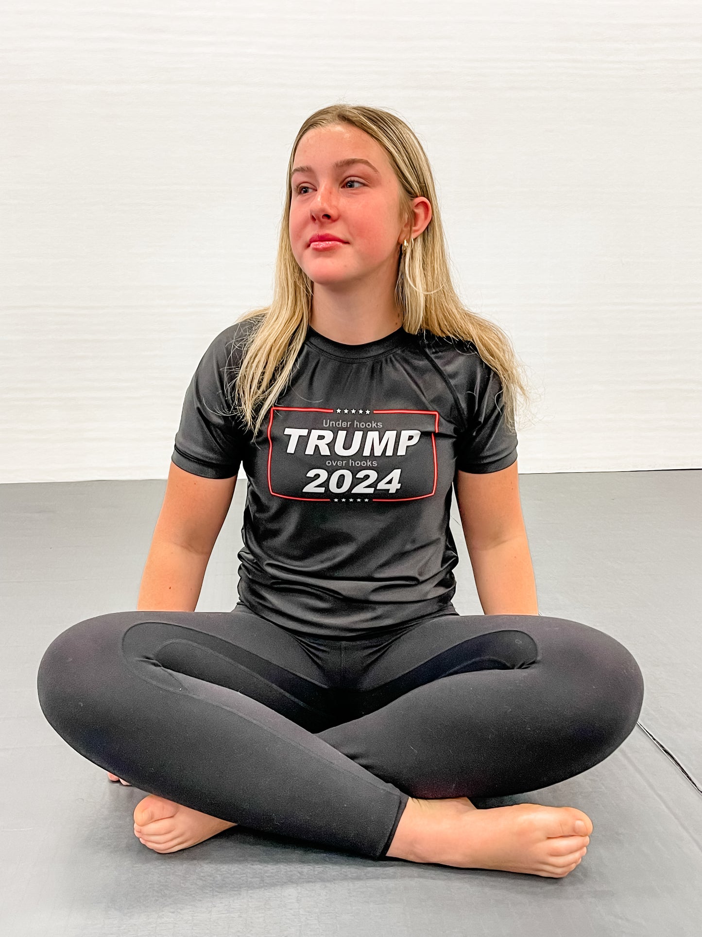 Under hooks TRUMP over hooks 2024 training rash guard.