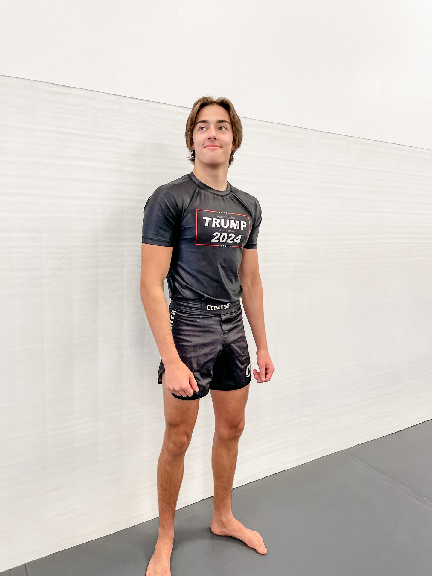 Under hooks TRUMP over hooks 2024 training rash guard.